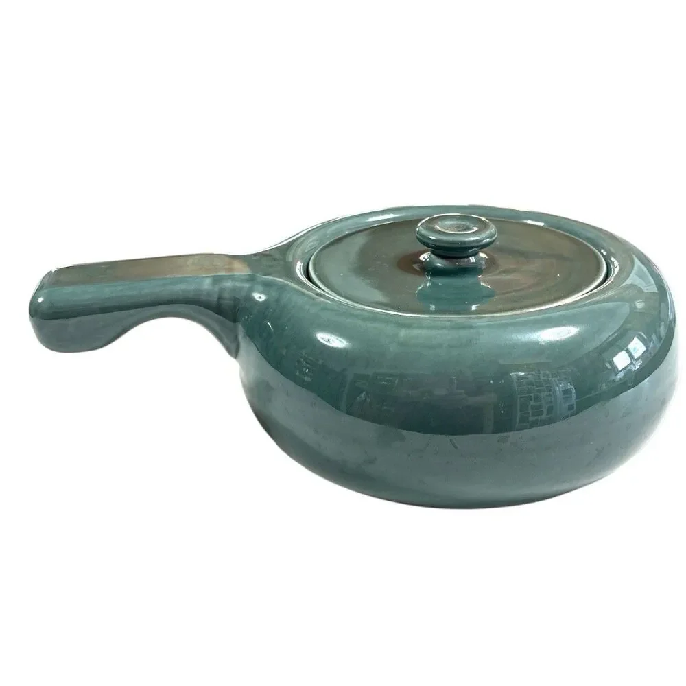 Vintage 1950s-60s Russel Wright Steubenville Bean Pot With Lid Seafoam Green
